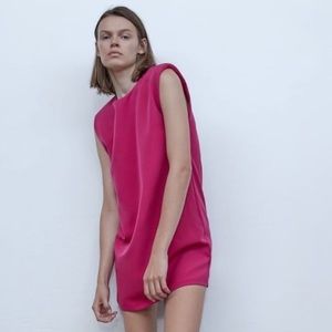 Zara Pink Shoulder Padded Dress